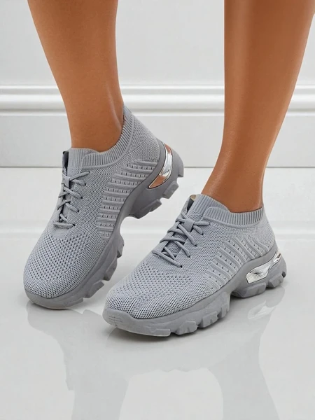 Damen Sneaker Atenea Light Graue Stoffschuhe mit flacher 4,5 cm Sohle