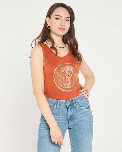 Damen-Top mit goldenem Kamel-Print - Bekleidung
