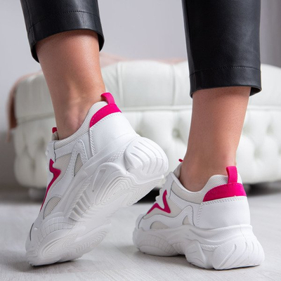 Weiße Papaschuhe mit pinkfarbenem Mia-Einsatz - Schuhe 1