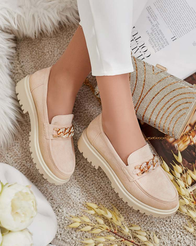 Royalfashion Damen Öko-Wildleder Mokassins mit Ornament Lehels