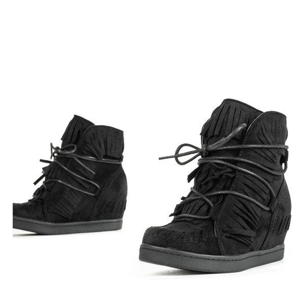 Schwarze Mädchenschuhe auf einem bedeckten Keil Gabi - Footwear