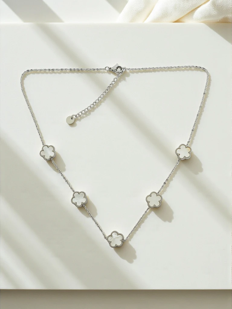 Sofia Argentum Collana – Silberkette Blumen mit Perlmutt