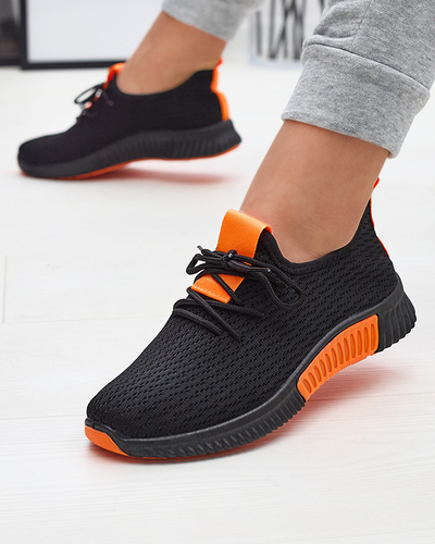 Schwarze Damen-Sportschuhe mit orangefarbenen Einsätzen Keteti - Schuhe