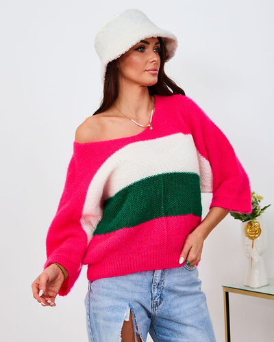 Royalfashion Brauner Damenpullover mit Blumenmuster