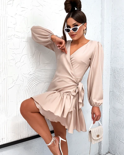 Royalfashion Damen Mini-Kleid mit Rüschen und Bindungen