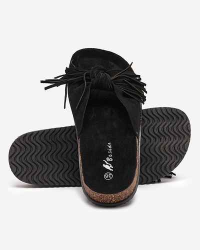 Damen Flip-Flops mit Quasten in schwarz Guttis- Footwear
