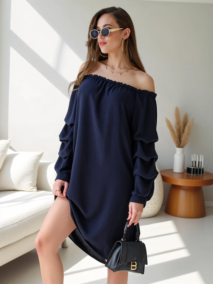 Royalfashion Glattes Damenkleid a'la Spanisch mit Rüschen