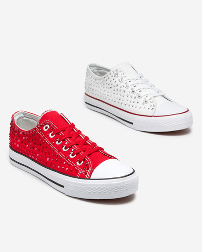 Damen-Sneaker mit farbigen Zirkonen in Rot Amando- Footwear