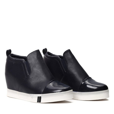 Niebieskie sneakersy na koturnie - Obuwie