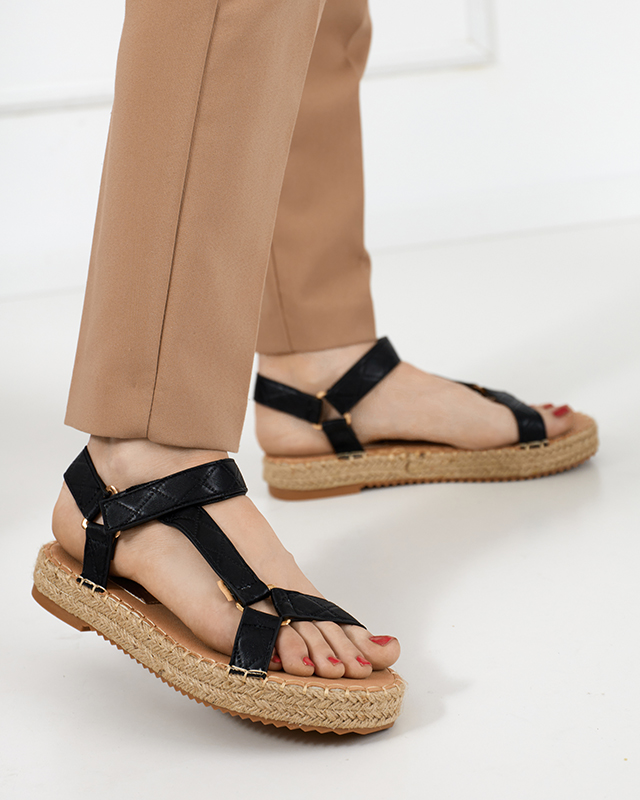 Schwarze flache Damensandalen Jutilla - Footwear