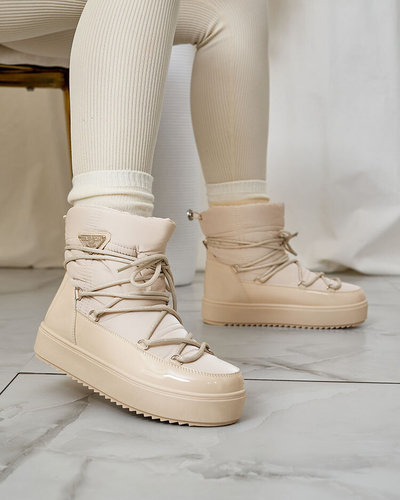 Royalfashion Damen-Schlupfstiefel a'la Schneestiefel in Beige Nevsone