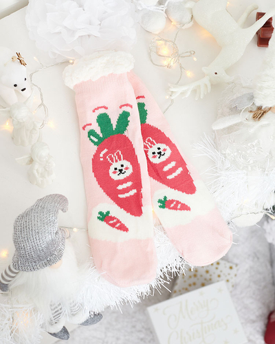 Rote Damensocken mit Weihnachtsmuster - Unterwäsche