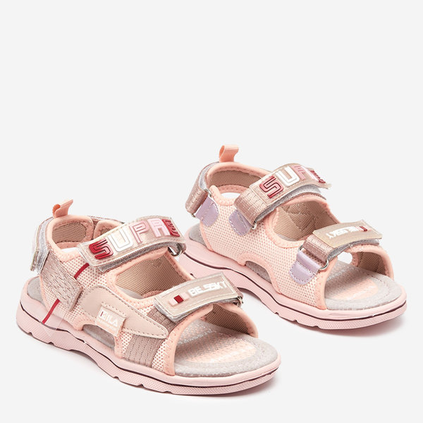 Rosa Kindersandalen mit Aufnähern Netiks - Schuhe