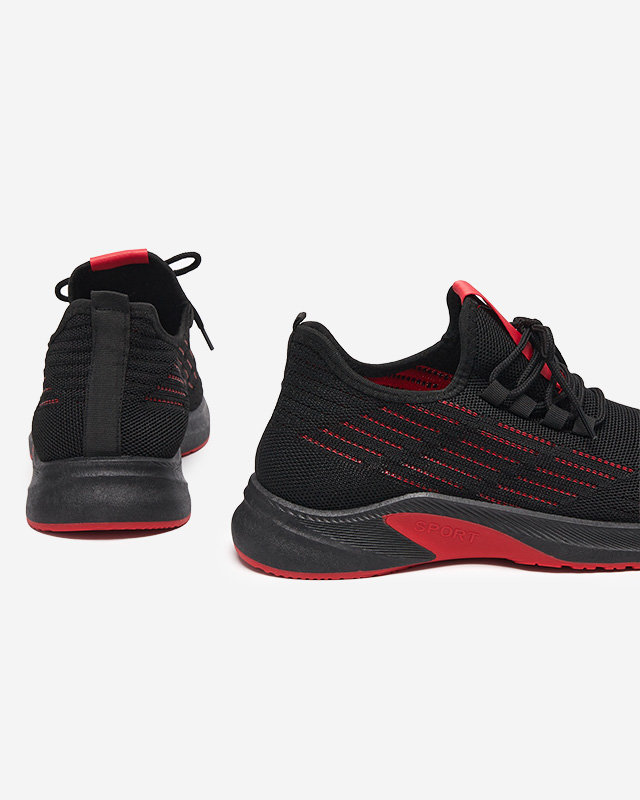 Schwarze Schnürsneaker für Herren mit roten Einsätzen Nertic - Footwear