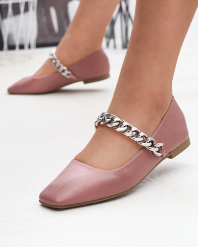 Dunkelrosa Damen Ballerinas mit Kette Serima - Schuhe