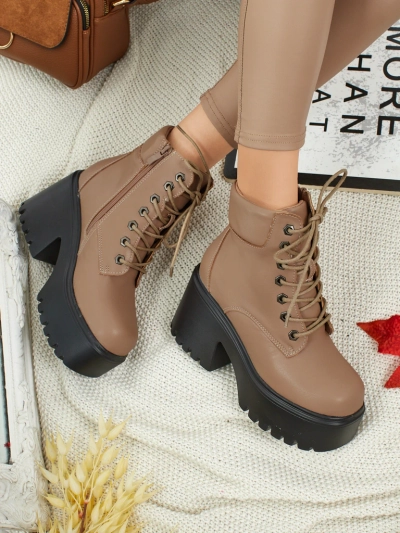 Damen Stiefeletten Öko-Wildleder mit Blockabsatz und Plateau Tavlissa