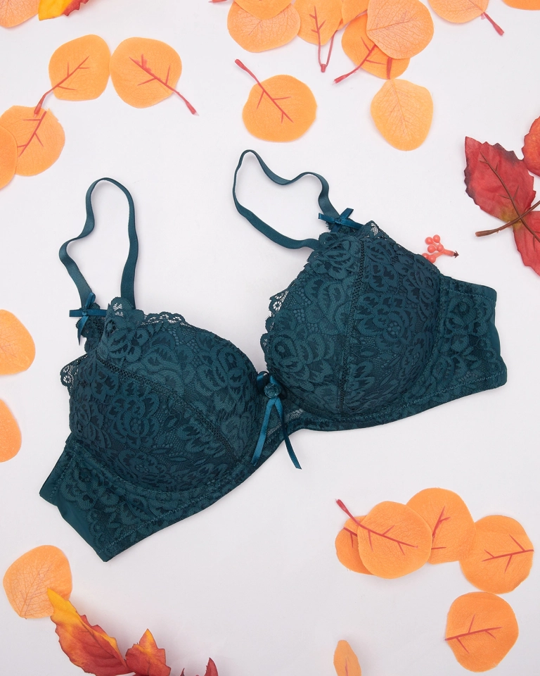 Royalfashion Damen-BH mit Spitzenverzierung in Türkis