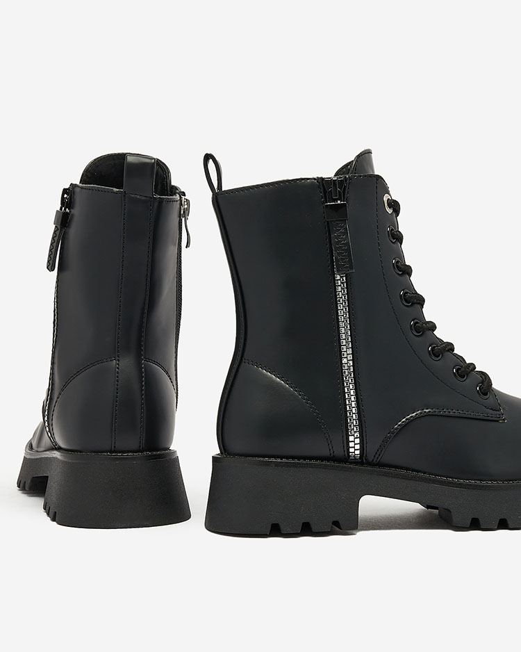 Royalfashion Schwarze Damen Baggerstiefel Basurb