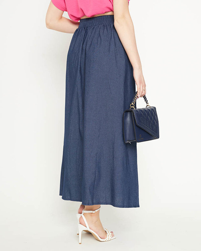 Marineblauer langer Damenrock mit Taschen - Kleidung