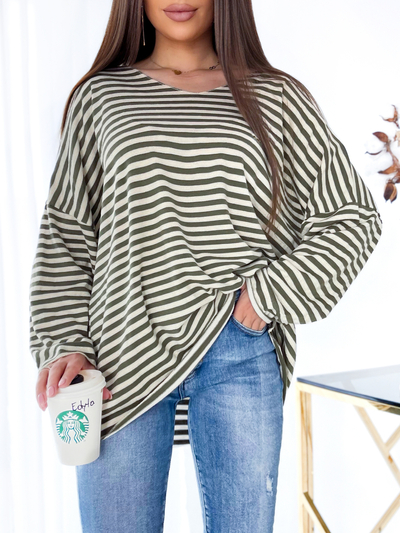 Royalfashion Жіноча зелена смугаста блузка з парчею