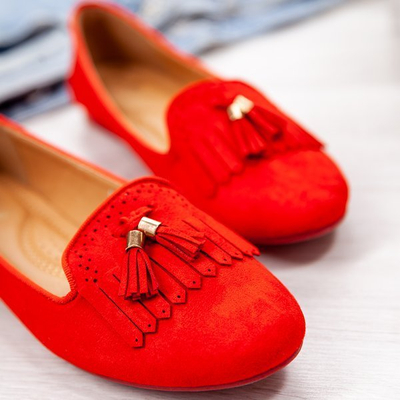 Tausendima rote Mokassins mit Fransen - Schuhe