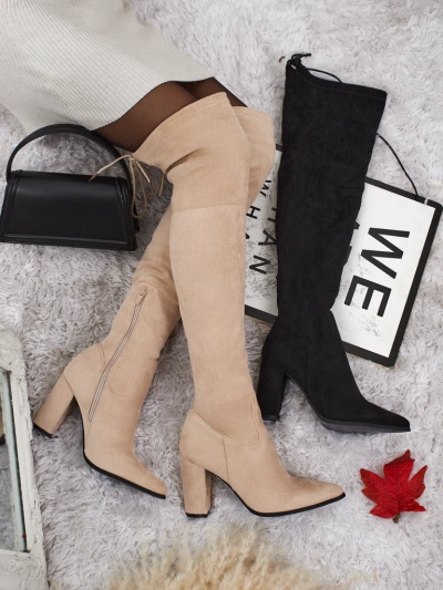 Damenstiefeletten Flora Beige Leder Elegant für den Herbst