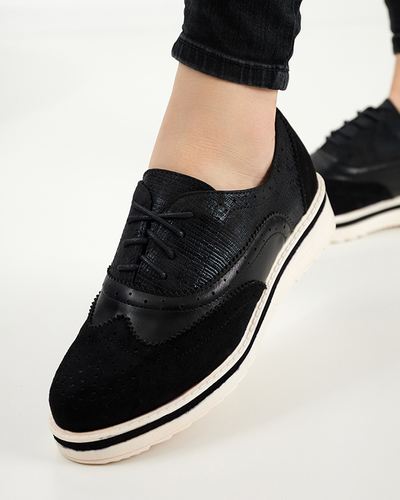 Schwarze Damenschuhe mit durchbrochenem Bilotsi-Obermaterial - Schuhe