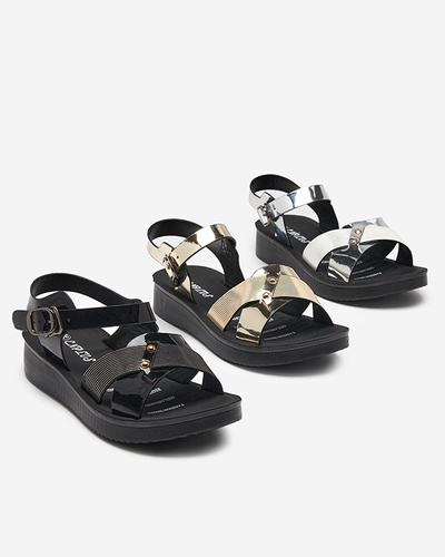 Flache Sandale in Lackgold Pulqo- Footwear