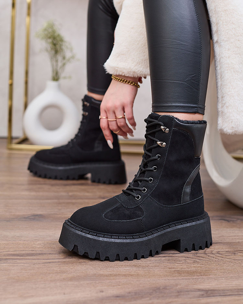 Royalfashion Чорні жіночі черевики Macnev на шнурівці