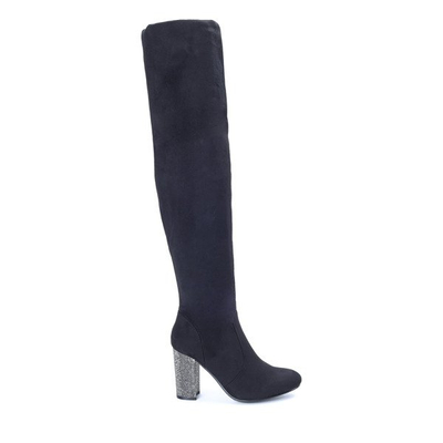 Schwarze Stiefel auf einem hohen Pfosten Crystal - Footwear