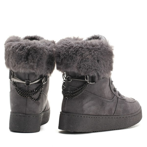Szare botki z futerkiem - Obuwie