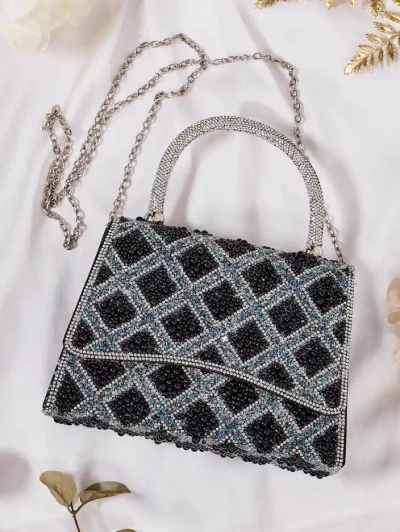 Royalfashion Kleine Damenhandtasche verziert mit Zirkonia und Perlen