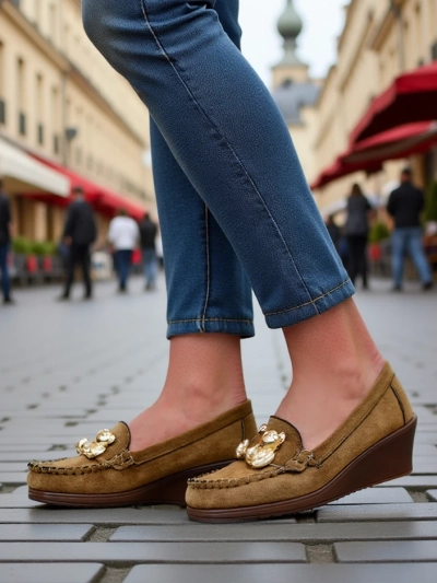 Royalfashion Damenmokassins auf einem niedrigen Keil Mollan