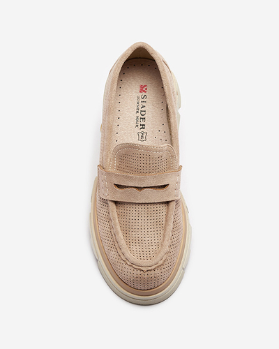 Hellbraune durchbrochene Damenmokassins mit fester Sohle Ejina - Footwear