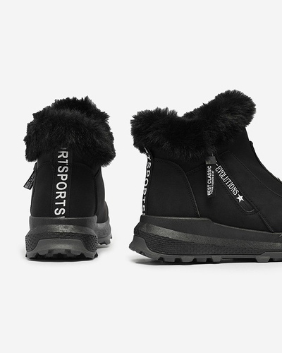 OUTLET Schwarze isolierte Damenstiefel mit Fell Scherr- Footwear