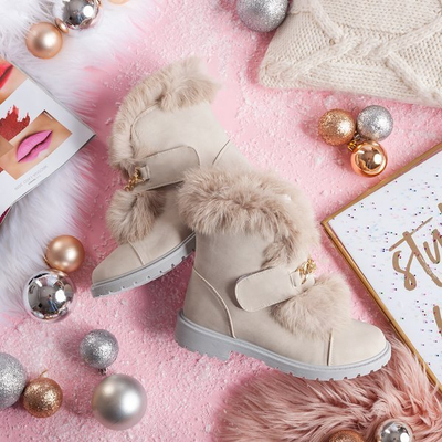 Бежеві черевики Wiscon з хутром - Взуття