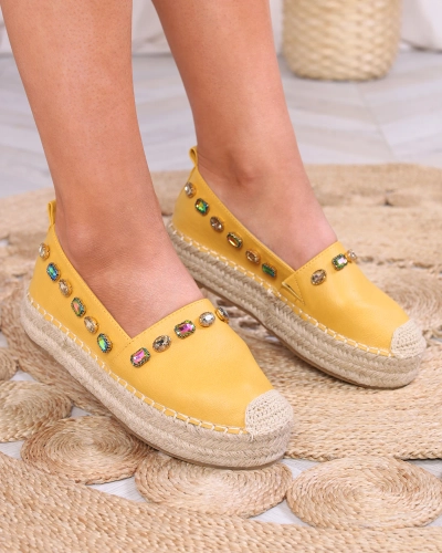 Gelbe Damen-Espadrilles mit Kristallen Ziennie - Schuhe