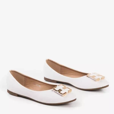 OUTLET Weiße Damenballerinas mit Ornament an der Spitze Rionach - Schuhe