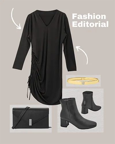 Royalfashion Damen langes Kleid mit Raffung