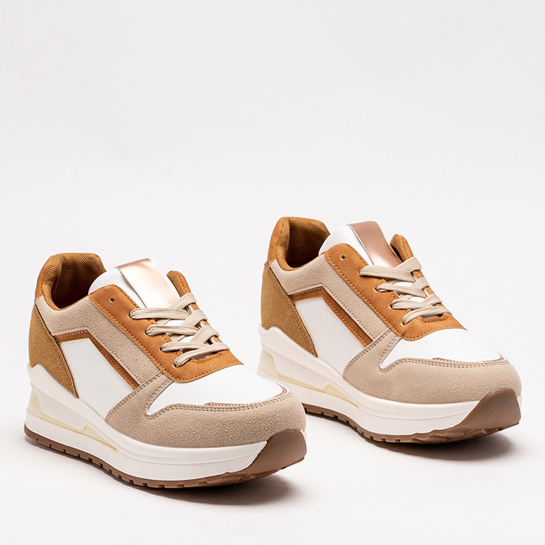 OUTLET Beige Sportschuhe für Damen mit massiver Nertiso-Sohle - Schuhe