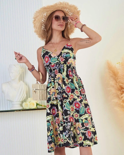 Royalfashion Damen Baumwoll-Blumenkleid