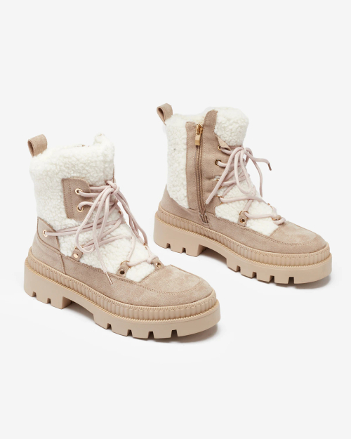 Royalfashion Світло-коричневі жіночі черевики-траппер з овчиною Getatsa