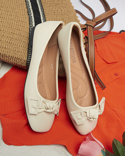 Beige Damen-Ballerinas mit Verzierung auf der Nase Caxien- Footwear