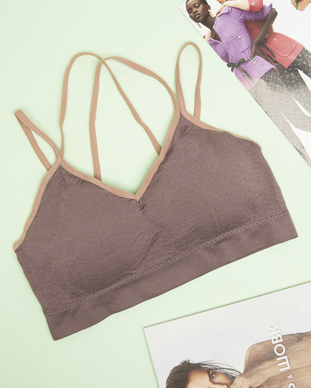 Brauner Damen-Sport-BH mit dünnen Trägern - Unterwäsche