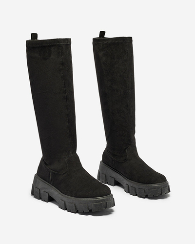 Schwarze kniehohe Damenstiefel zum Hineinschlüpfen Nedara - Footwear