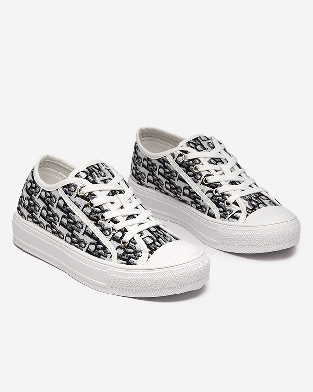 Weiße Damen-Sneaker mit grünem Aufdruck - Schuhe