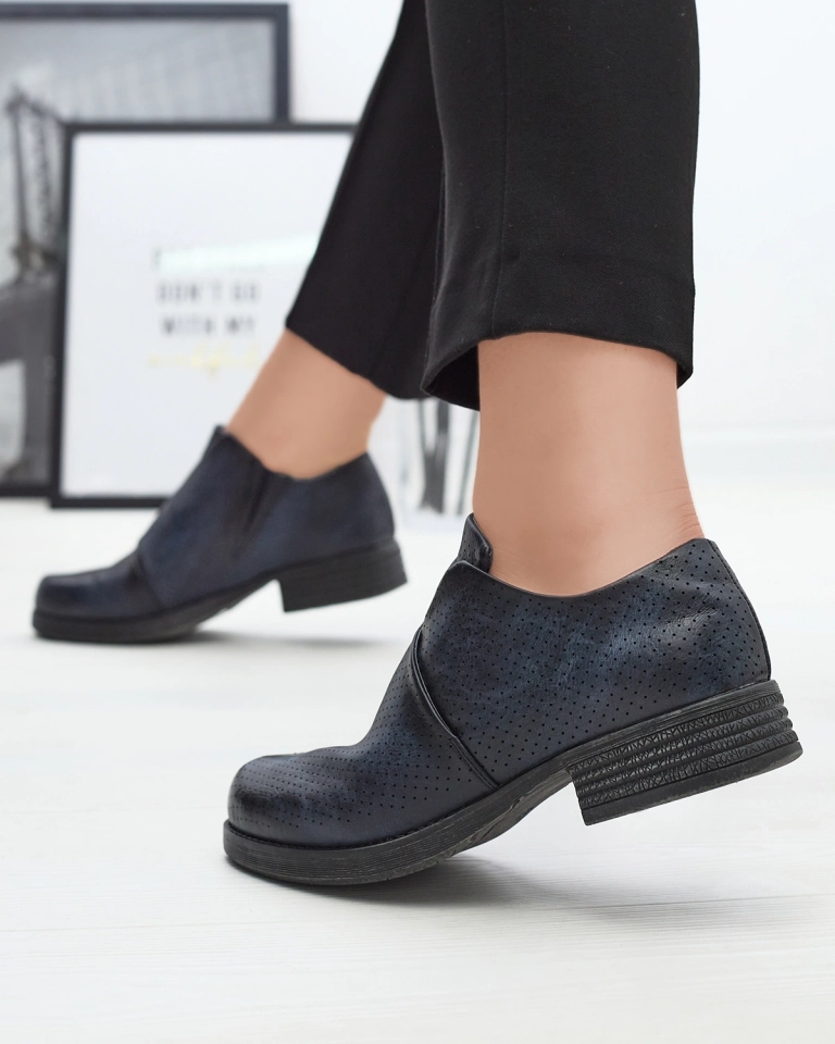 Royalfashion marineblau Damen Öko-Leder Halbschuhe Ilioppa