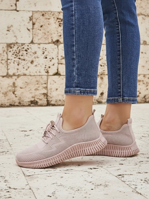 Aurelia Rosa – жіночі спортивні туфлі Royalfashion з тканини, рожеві, плоский каблук