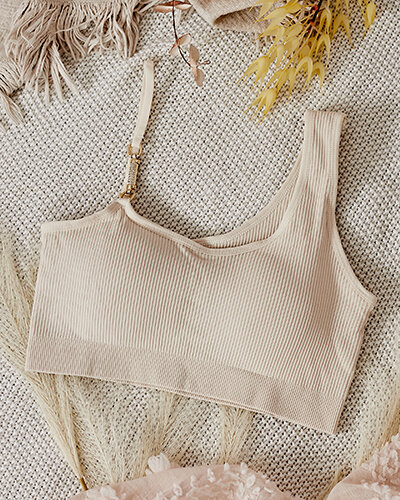 Royalfashion Gerippter Damen-BH mit Zierträger