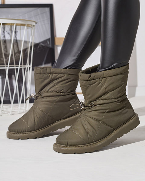 Dunkelgrüne Damen Isolierte Stiefel a'la Schneestiefel Kaliolen - Footwear